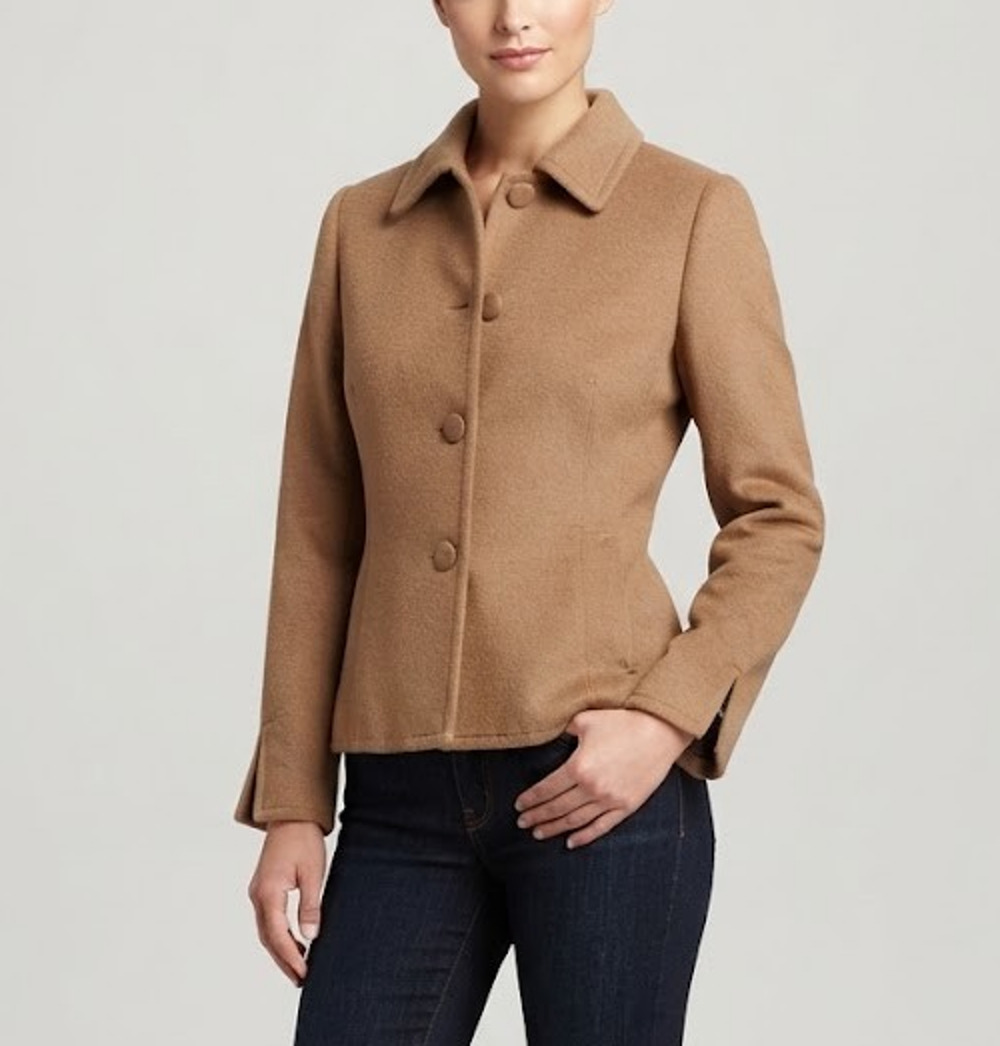 Pendleton Camel Brown 100% Merino Wool Button Front Jacket Coat Womens Size M